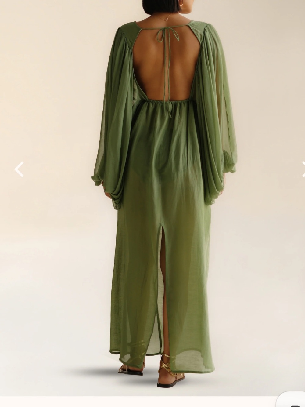 FARA Boutique Yasmin Dress Moss color 100% silk cotton blend  new with tags - Picture 12 of 12